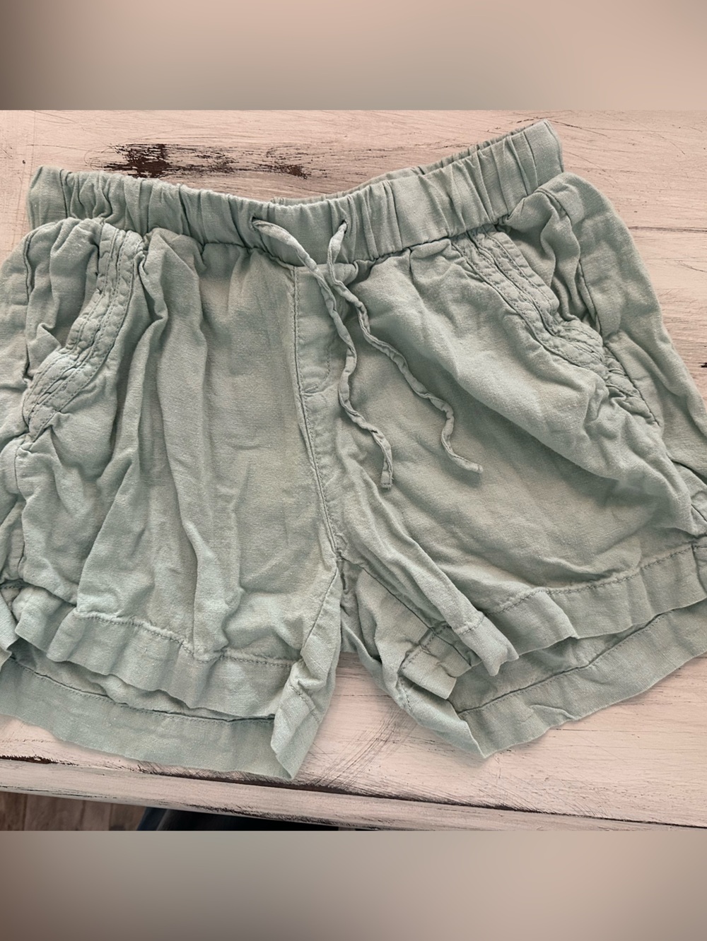 Briggs New York Pale Mint Drawstring Ruffle Hem Athletic Shorts